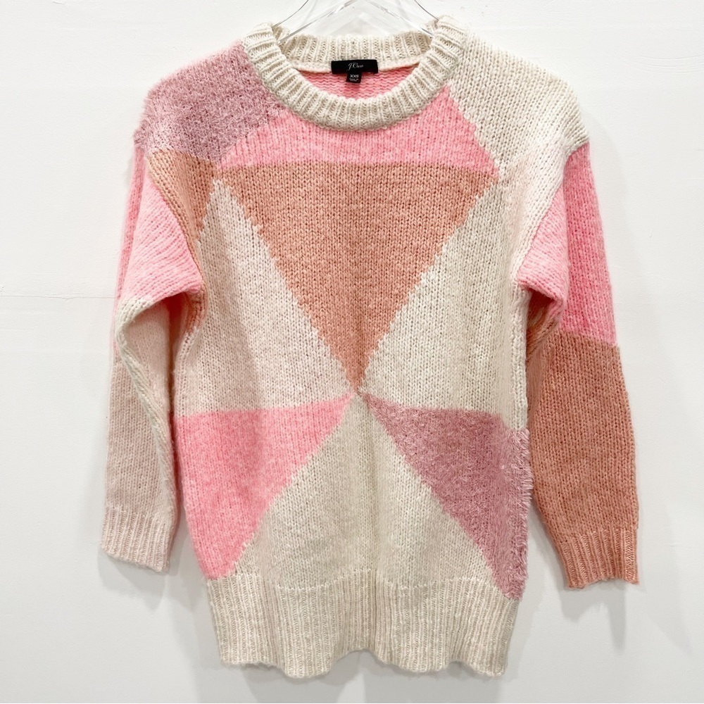 J. Crew Colorblock Slouchy Tunic Sweater Size XXS Alpaca Wool Knit